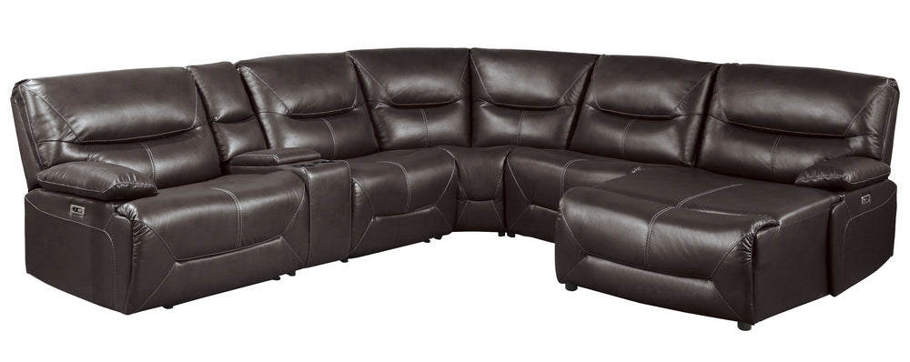 Dyersburg 6-Pc Brown RAF Power Recliner Sectional Sofa