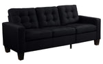 Earsom Black Linen Fabric Tufted Sofa with Ottoman