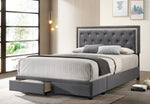 Ebba Gray Velvet Fabric Twin Bed