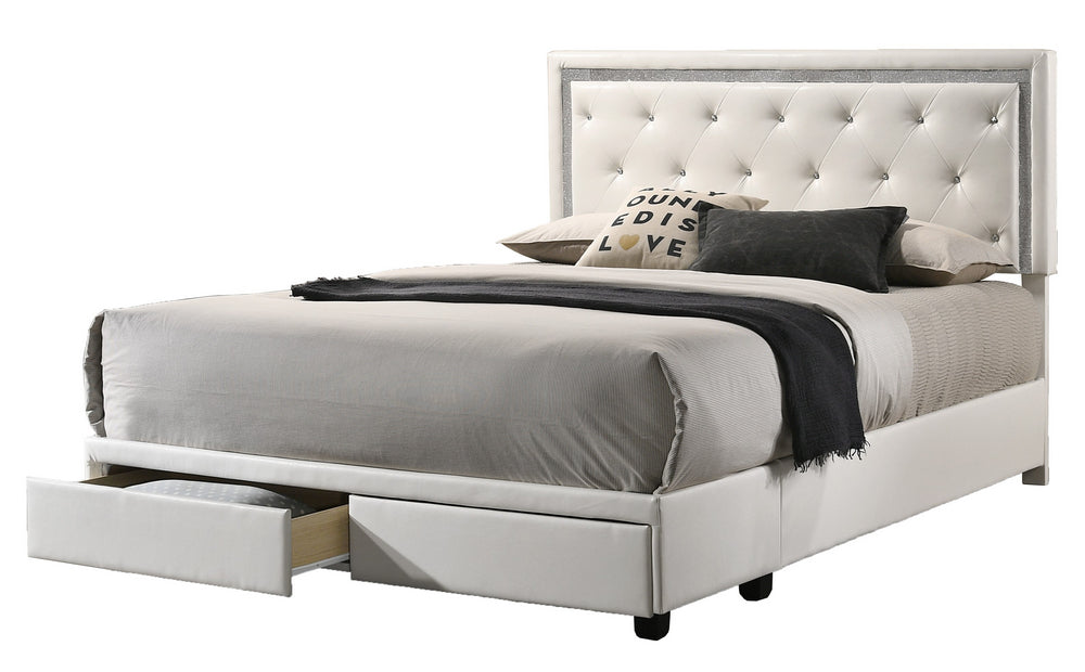 Ebba White Faux Leather Twin Bed