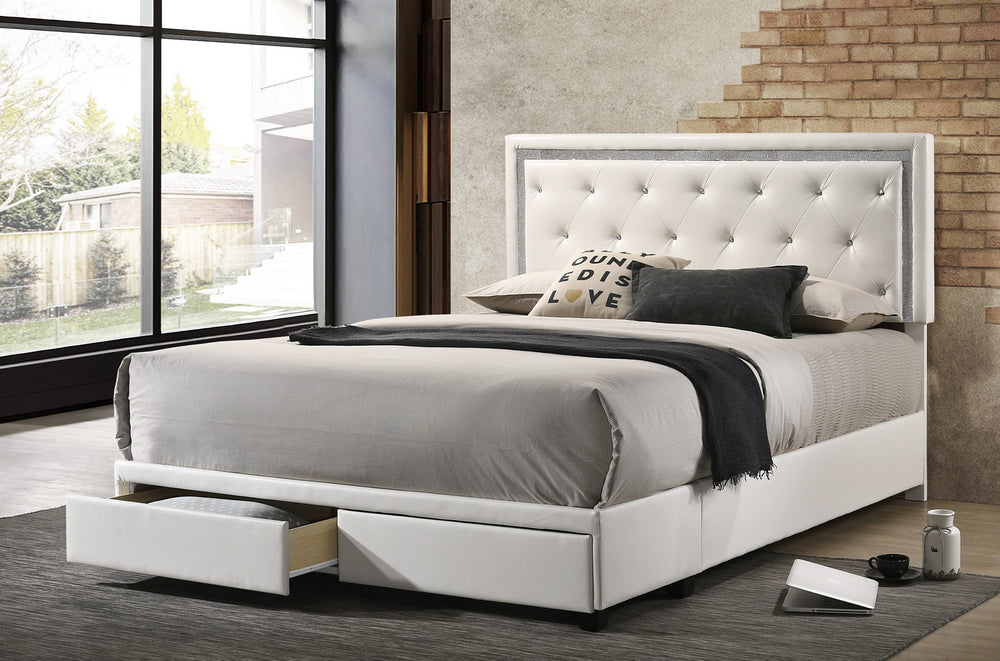 Ebba White Faux Leather Twin Bed