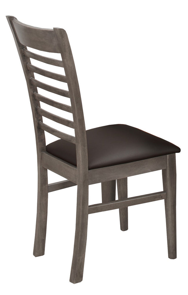 Edda 2 Black Faux Leather/Gray Wood Side Chairs
