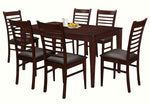 Edda 7-Pc Black/Brown Wood Dining Table Set