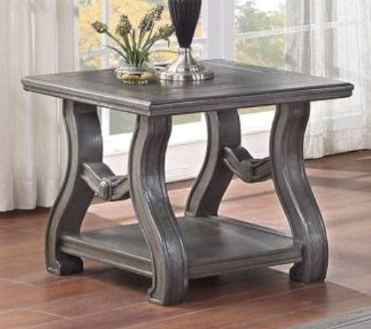 Edita Silver Wood End Table with Bottom Shelf