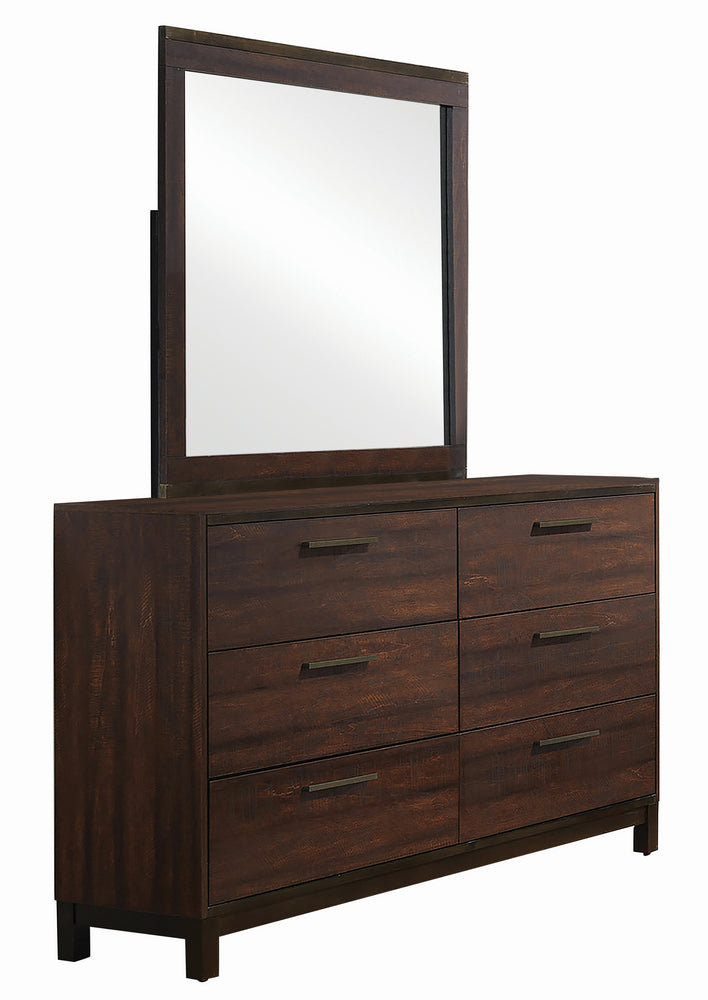 Edmonton Rustic Tobacco Wood 6-Drawer Dresser with Mirror