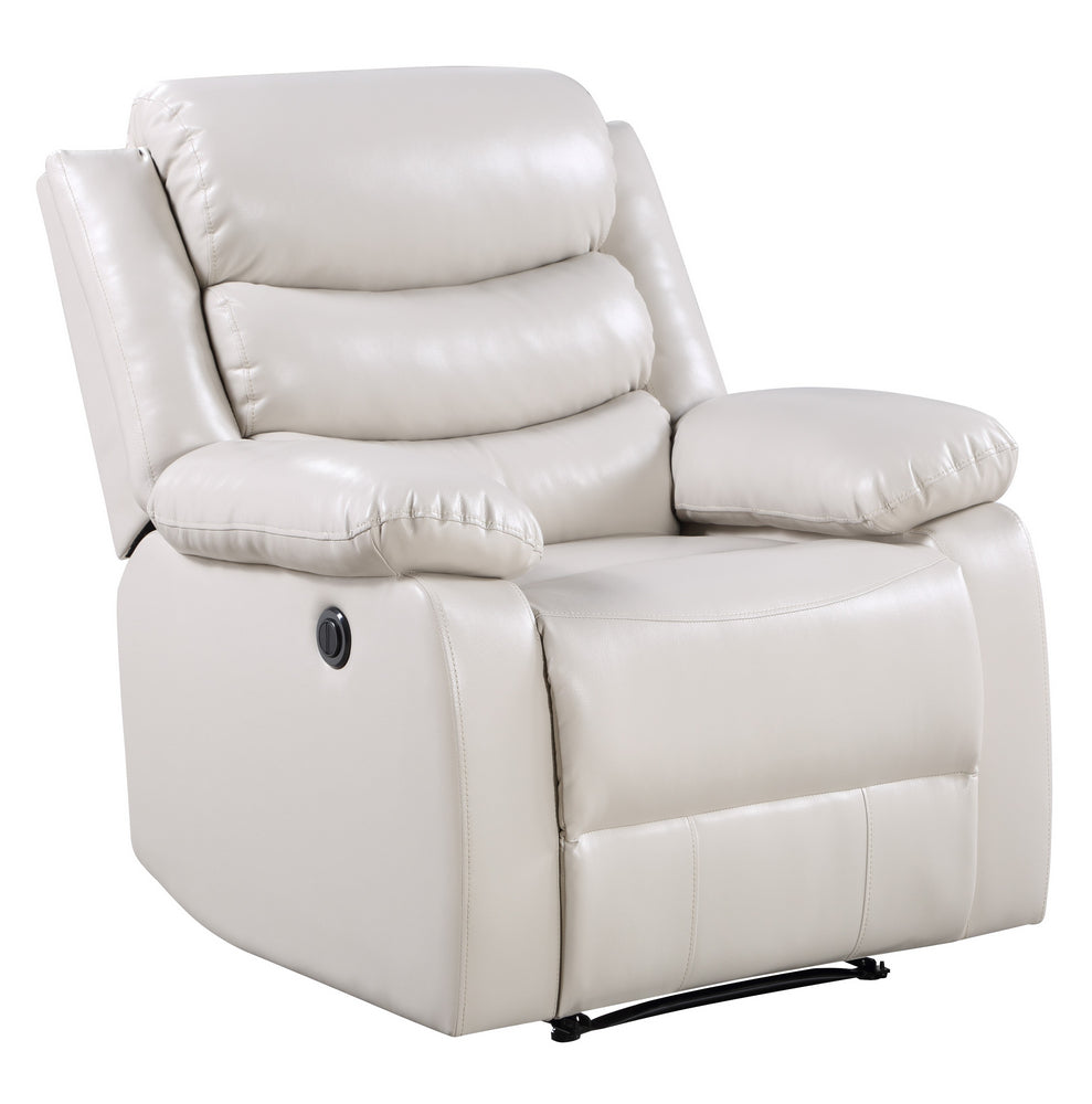 Eilbra Beige PU Leather Power Recliner