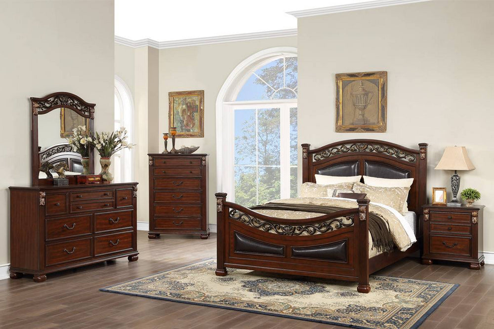 Eileen Espresso/Cherry Wood Cal King Poster Bed