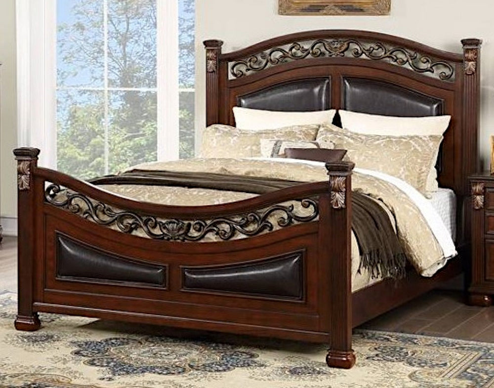 Eileen Espresso/Cherry Wood Cal King Poster Bed