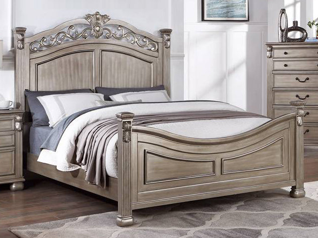 Eileena Champagne Wood Cal King Poster Bed