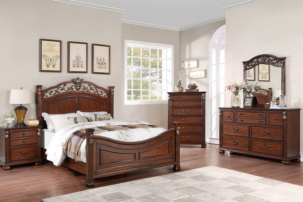 Eileena Cherry Wood King Poster Bed