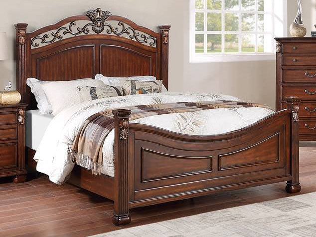 Eileena Cherry Wood King Poster Bed