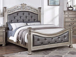 Eileena Grey/Champagne Wood Cal King Poster Bed