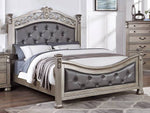 Eileena Grey/Champagne Wood Queen Poster Bed