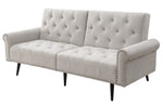 Eiroa Beige Fabric Button Tufted Adjustable Sofa Bed