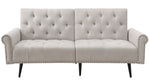 Eiroa Beige Fabric Button Tufted Adjustable Sofa Bed