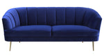 Eivor Blue Velvet Channel Tufted 2-Seat Sofa