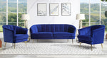 Eivor Blue Velvet Channel Tufted 2-Seat Sofa