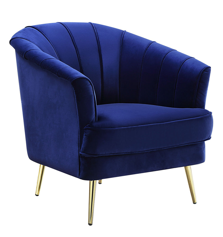 Eivor Blue Velvet Channel Tufted Chair