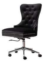 Ekin Black Velvet Fabric Swivel Office Chair