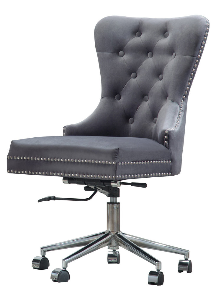 Ekin Gray Velvet Fabric Swivel Office Chair