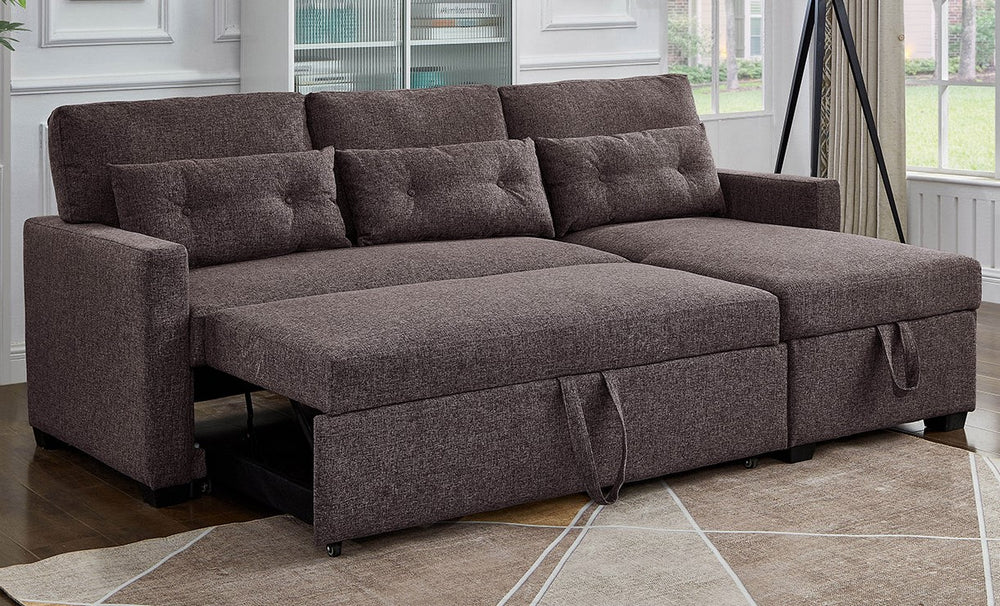 Elaine Brown Linen RAF Sectional with Pull-Out Sleeper