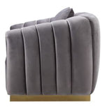 Elchanon Gray Velvet Plush Tufted Chair