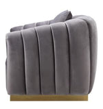 Elchanon Gray Velvet Plush Tufted Loveseat