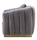 Elchanon Gray Velvet Plush Tufted Sofa