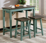 Elinor 3-Pc Teal/Gray Counter Height Table Set