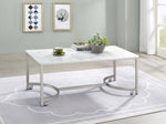 Elliana White Faux Marble/Satin Nickel Metal Coffee Table