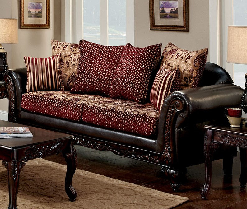 Ellis Burgundy/Brown 2-Seat Sofa (Oversized)