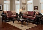 Ellis Burgundy Chenille/Brown Loveseat