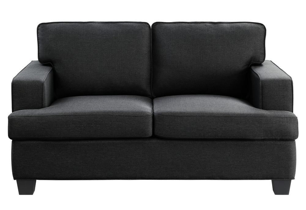 Elmont Black Textured Fabric Loveseat Aetna Stores