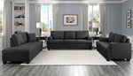 Elmont Black Textured Fabric Loveseat