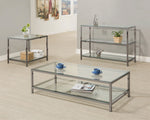 Elora Clear Glass/Black Nickel Metal Sofa Table