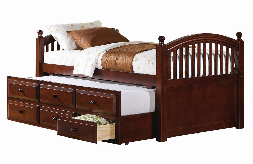 Norwood Chestnut Wood Twin Captain's Bed with Trundle
