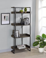 Ember Dark Oak Wood/Sandy Black Metal Bookcase