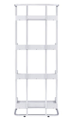 Ember White High Gloss Wood/Chrome Metal Bookcase