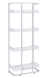 Ember White High Gloss Wood/Chrome Metal Bookcase