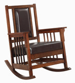 Emeline Dark Brown Leather Match/Tobacco Wood Rocking Chair