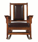 Emeline Dark Brown Leather Match/Tobacco Wood Rocking Chair