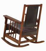 Emeline Dark Brown Leather Match/Tobacco Wood Rocking Chair