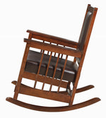 Emeline Dark Brown Leather Match/Tobacco Wood Rocking Chair