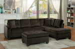 Emilio Chocolate Fabric Reversible Sectional w/ Ottoman