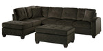 Emilio Chocolate Fabric Reversible Sectional w/ Ottoman