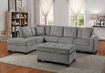 Emilio Taupe Fabric Reversible Sectional with Ottoman