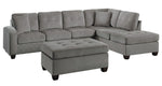 Emilio Taupe Fabric Reversible Sectional with Ottoman