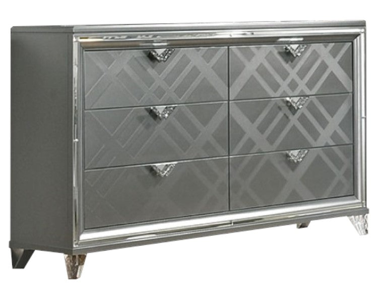 Emmeline Silver Wood Dresser w/ Hidden Drawers