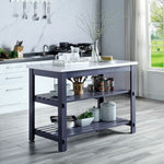 Enapay Gray Wood/Artificial Marble Kitchen Island