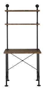 Ensata-II Rustic Oak Wood/Black Metal Writing Desk